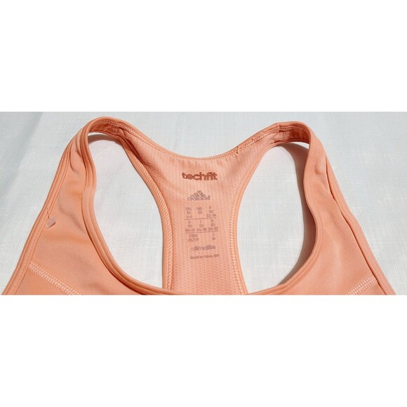 Adidas women's size XS Top Climate Racerback Sports Bras Orange Logo-Print - Picture 2 of 5